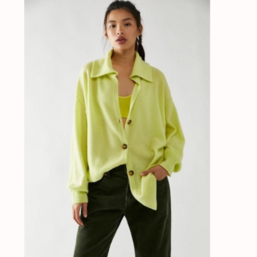 Free People Swim Too Deep Cashmere Cardi in Sweet Grass Size Small